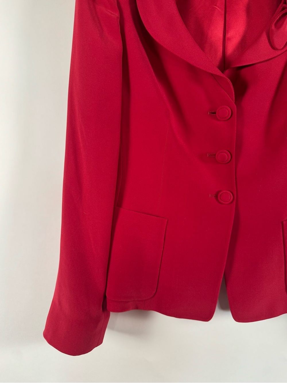 Armani Collezioni Women's Red Tailored Button Blazer Jacket Size 8 Silk Office - Picture 6 of 13